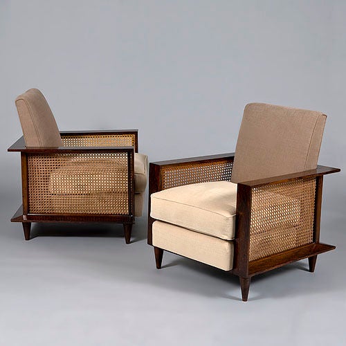 Wood Pair of  Unusual Jacaranda  Rosewood Arm Chairs