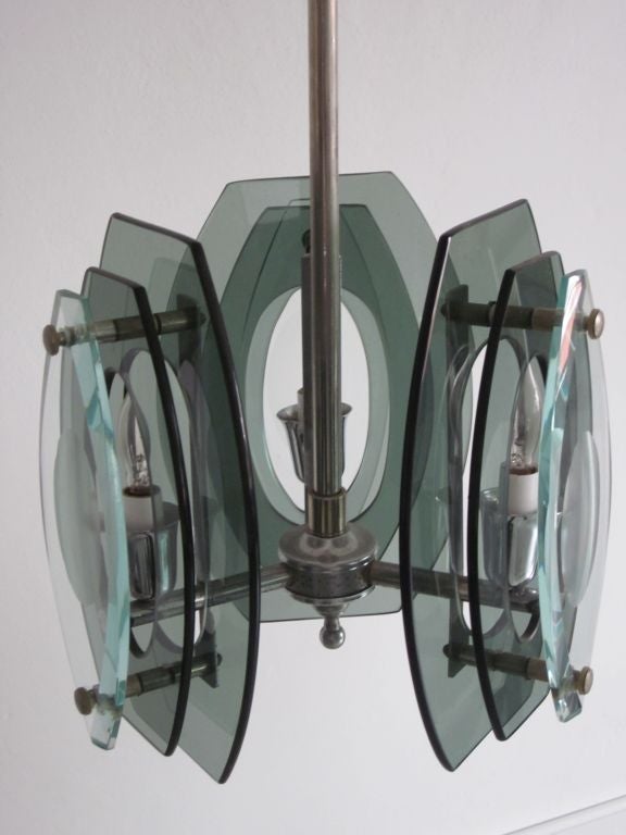 Lampe à suspension en verre italienne moderne du milieu du siècle dernier, style Max Ingrand pour Fontana Arte Bon état - En vente à New York, NY