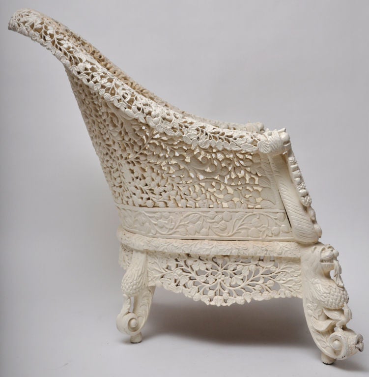 Painted Rosewood Carved Chair