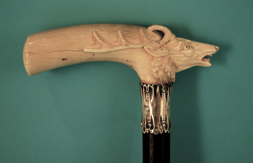 Folk Art American carved ivory cane