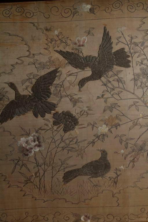 Antique French Embroidered Tapestry