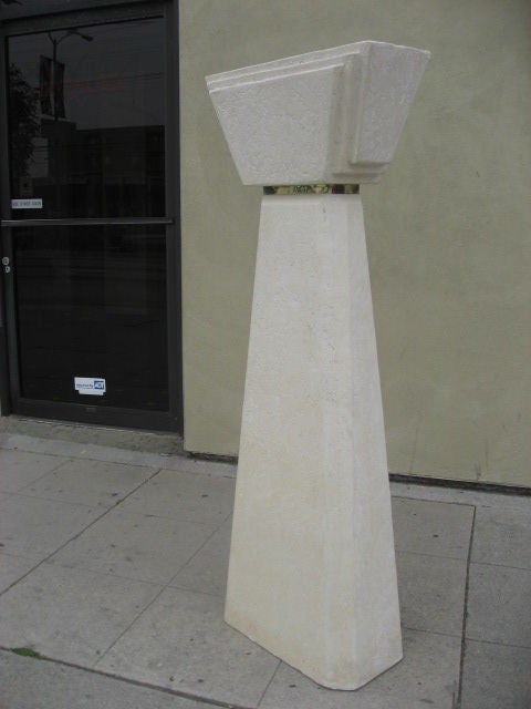 Dramatic Stucco Art Deco Style Torchiere Floor Lamps In Excellent Condition In Pasadena, CA