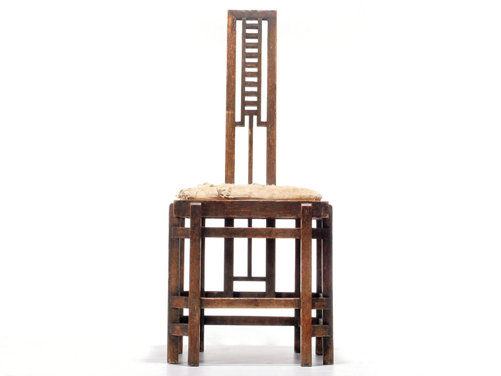 Arts and Crafts 1920s Pair of Modernist Ladder Back Chairs Attributed to Josef Urban