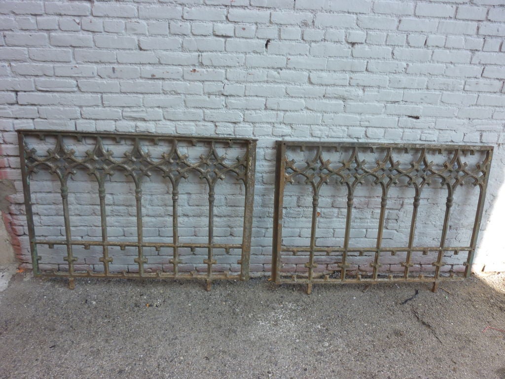 2 exquisite 1900's cast iron panels from an Italian Abbey. Each panel is about 110 lbs and  51inches long .