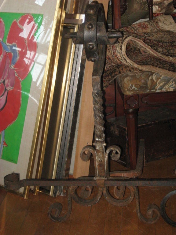 20th Century Massive Pr. of Hand Forged  Iron Andirons For Sale