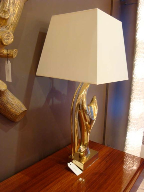 Mid-Century Modern Pair of Table Lamps in Cast Bronze by Alain Chervet France circa 1970s For Sale