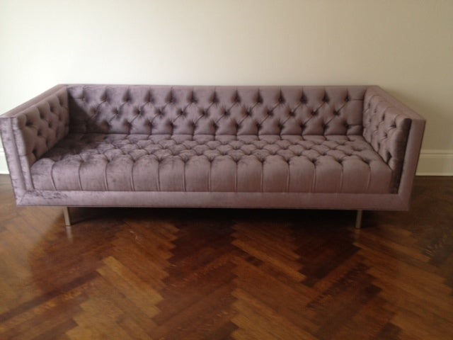 Modern Tufted Velvet Tuxedo Sofa