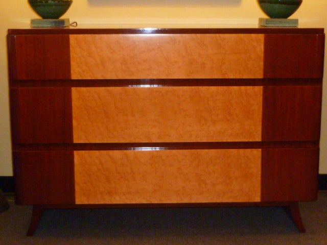 Birdseye Maple 1940s Streamline Moderne Dresser by RWay