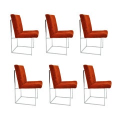 6 Milo Baughman chrome dining chairs