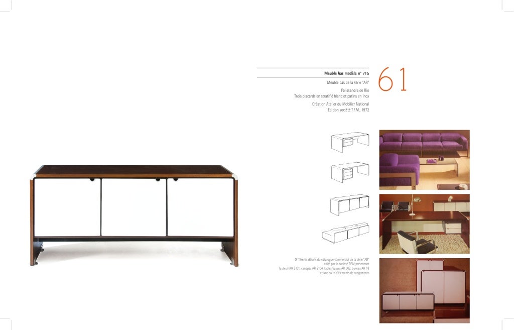 Sideboard AR 715 by Alain Richard  - TFM Mobilier National edition - 1974 For Sale 2