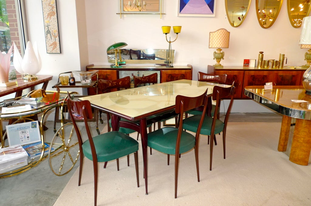 Palissandre Table de salle à manger Palisander Vittorio Dassi avec plateau en verre marbré en vente