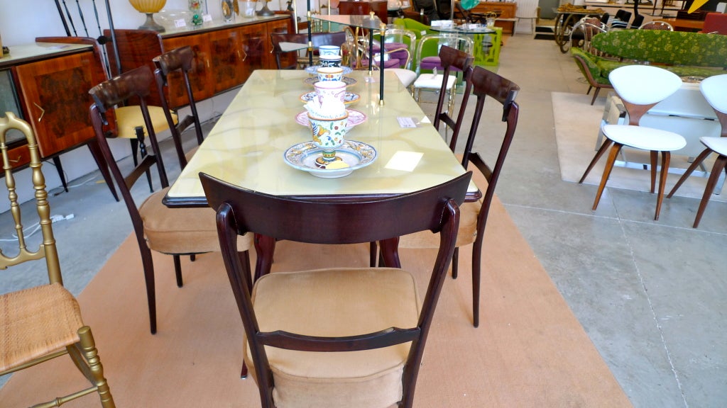 Table de salle à manger Palisander Vittorio Dassi avec plateau en verre marbré en vente 2