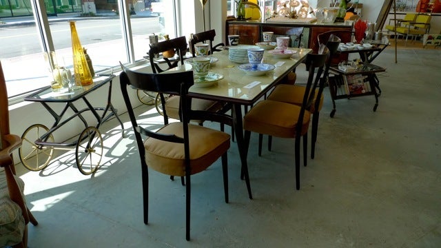 Table de salle à manger Palisander Vittorio Dassi avec plateau en verre marbré en vente 3