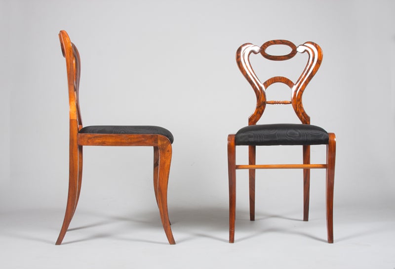 Austrian Biedermeier Walnut Side Chairs For Sale