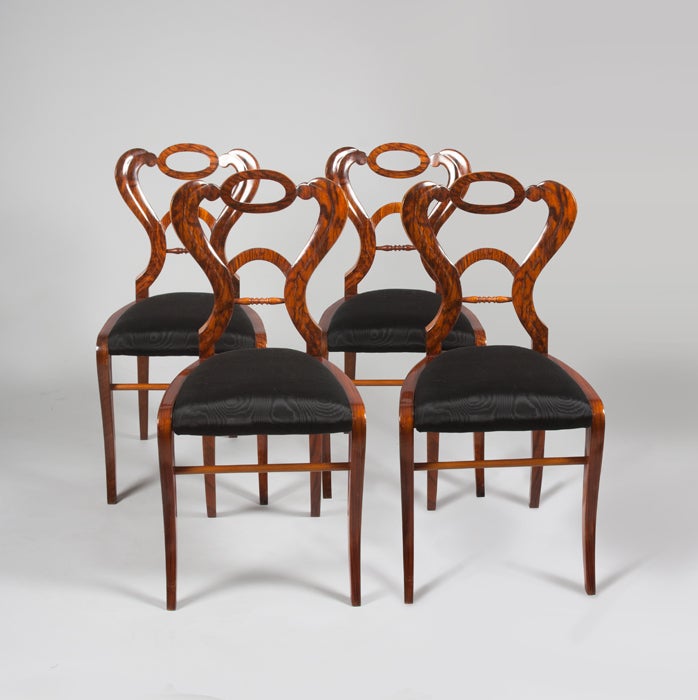 20th Century Biedermeier Walnut Side Chairs For Sale