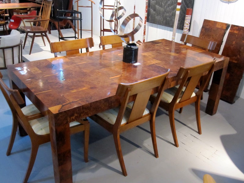 Late 20th Century Large Extention Dining Table Patch Burl Wood Paul Evans