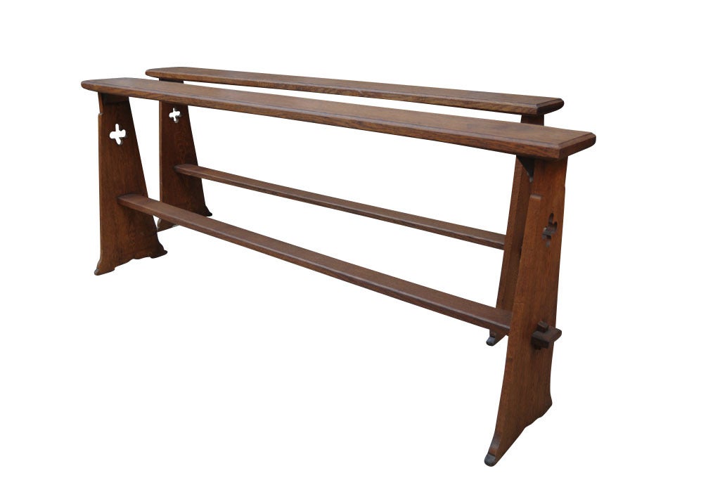 Pair of English Oak Narrow Benches by Thom Wilkonson, 19th century