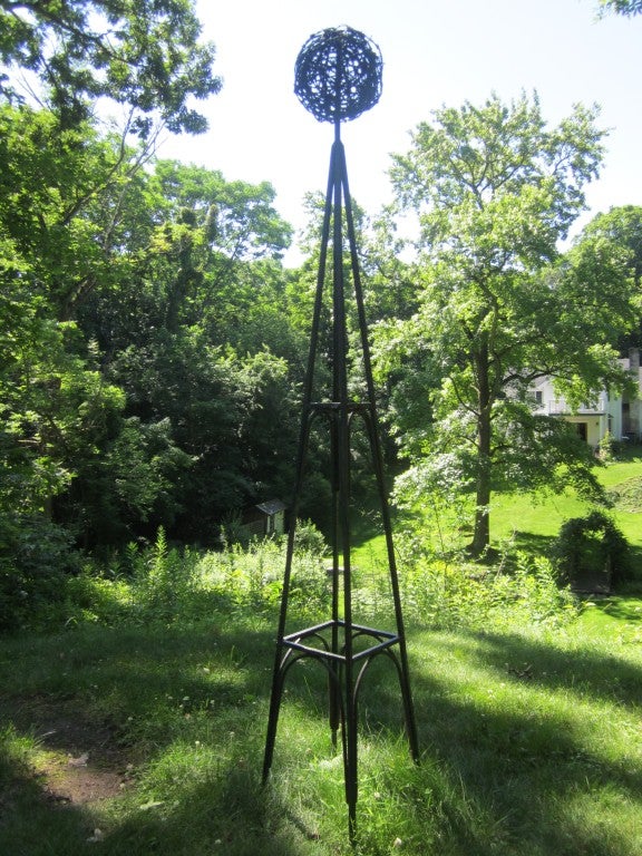 20th Century Pair of Large Wrought Iron Garden Obelisks, Trelisses