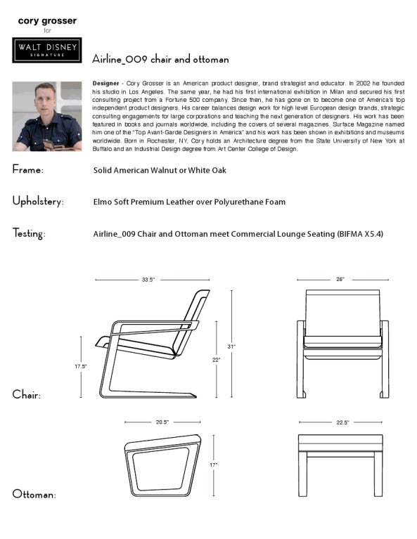 Leather Cory Grosser 009 Airline Chair for Walt Disney