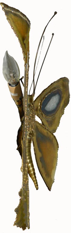 Brass Wall Sconce/ Sculpture Butterfly by Honore