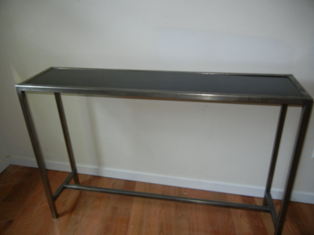 20th Century Industrial Steel and Marble Console Table from Belgium