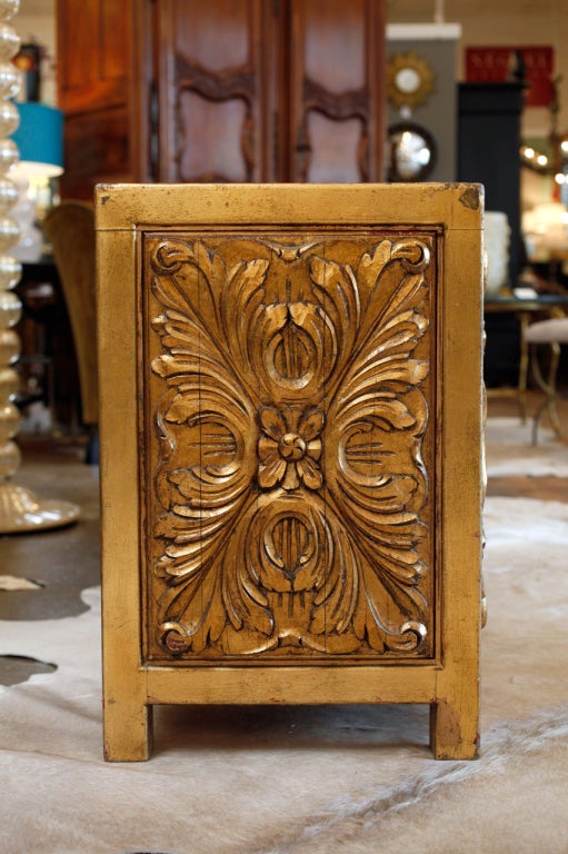 Spanish Hand Carved and Gold Leaf Credenza by Mariano Garcia 1