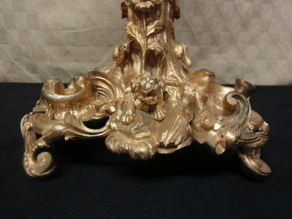 Large Scale Louis XVth Style Bronze Doré Seven Arm Candelabra For Sale 1