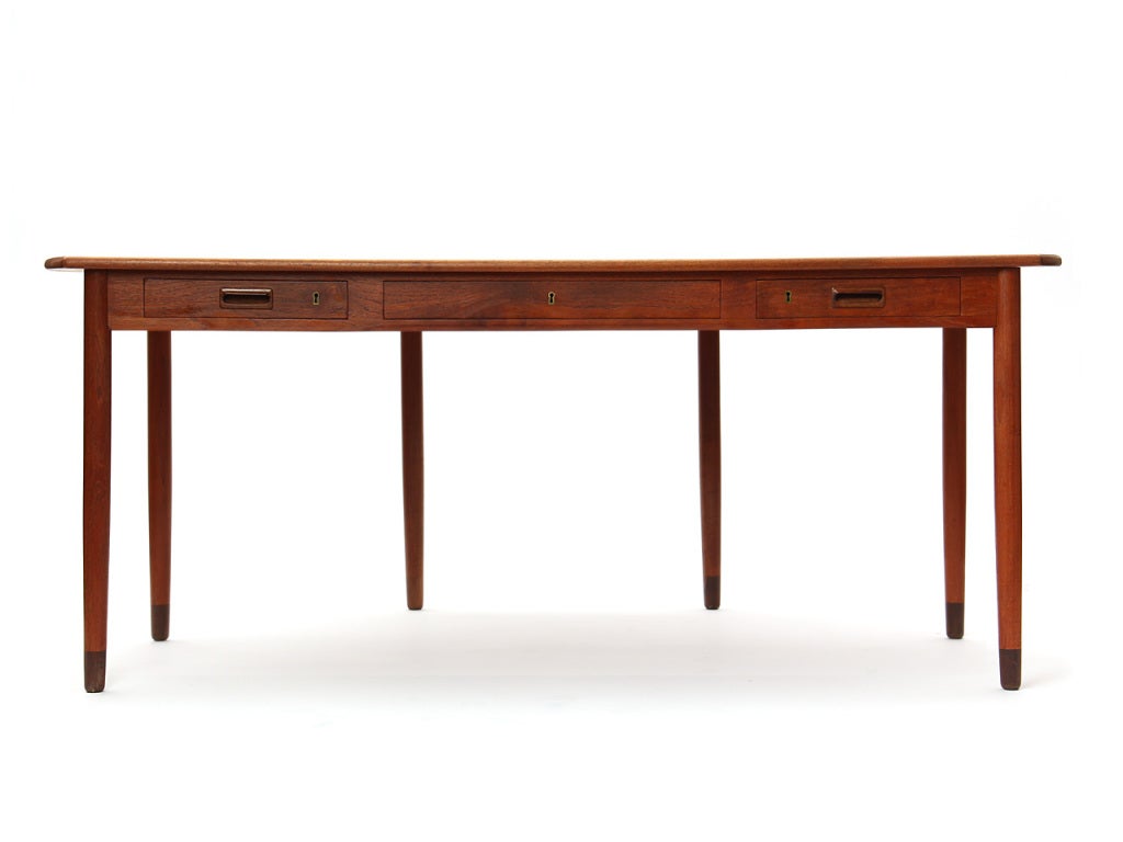 Scandinavian Modern Drop Leaf Executive Desk by Willy Beck For Sale