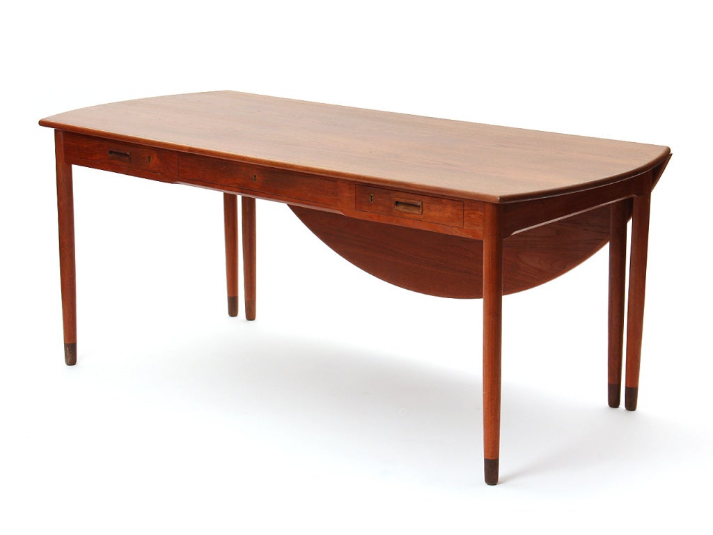 Danish Drop Leaf Executive Desk by Willy Beck For Sale