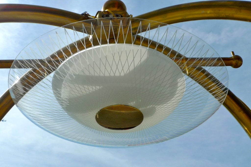 American 1950's Lightolier Oversize Flush Mount Ceiling Light