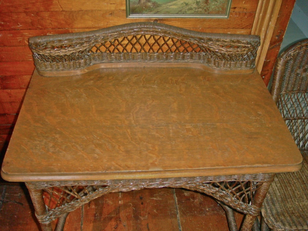 Diminutive Wicker Desk and Chair c.1900 2