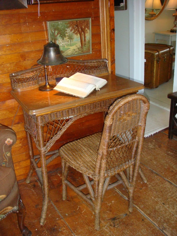 Diminutive Wicker Desk and Chair c.1900 3