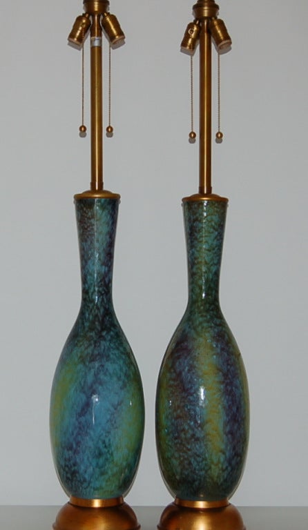 Matched Pair of Vintage Italian Porcelain Lamps by Marbro Lamp Company