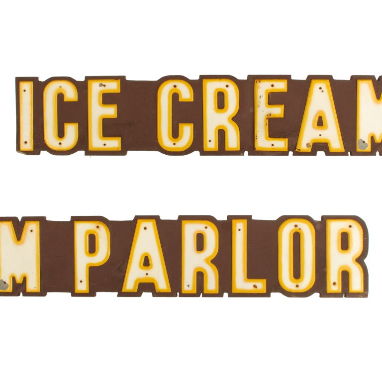 American Large Ice Cream Parlor Sign, Over 8' Long