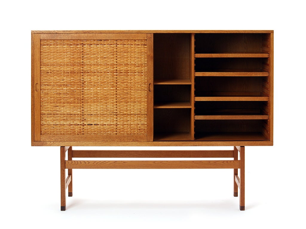 Scandinavian Modern Caned High Cabinet by Hans J. Wegner