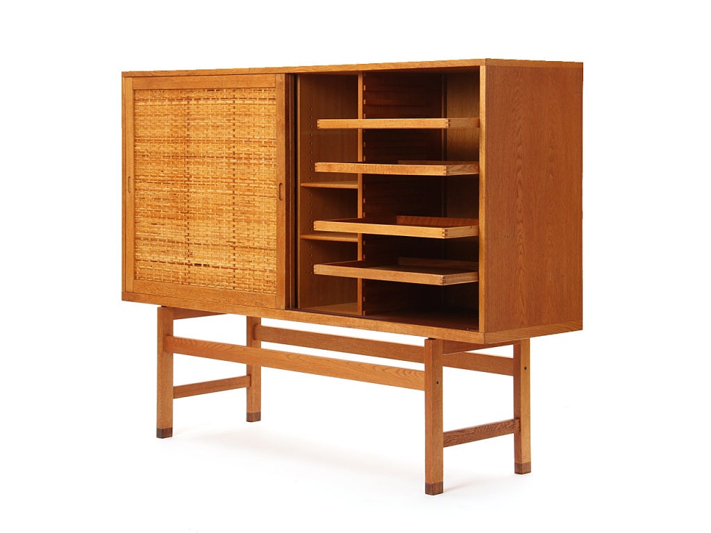Caned High Cabinet by Hans J. Wegner In Excellent Condition In Sagaponack, NY