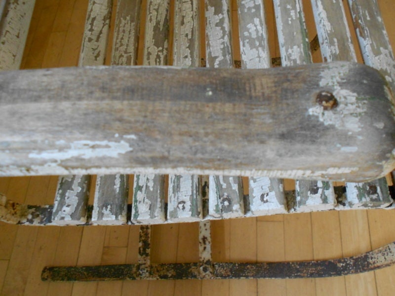 American French country-style spring-back wooden and metal chair