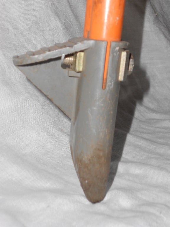 Surveyor Tripod of Orange-Painted Steel as Adjustable Floor Lamp 2