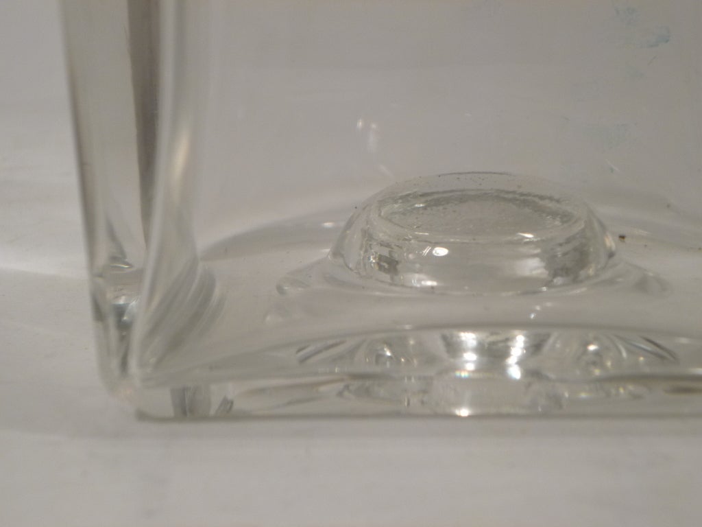 20th Century Pair Austrian Square Glass Decanters with Dogs Head Stoppers