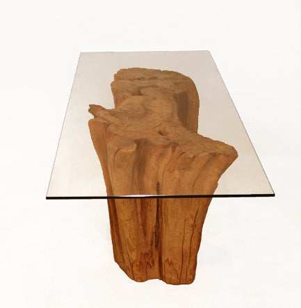 American Solid tree trunk console by Michael Taylor