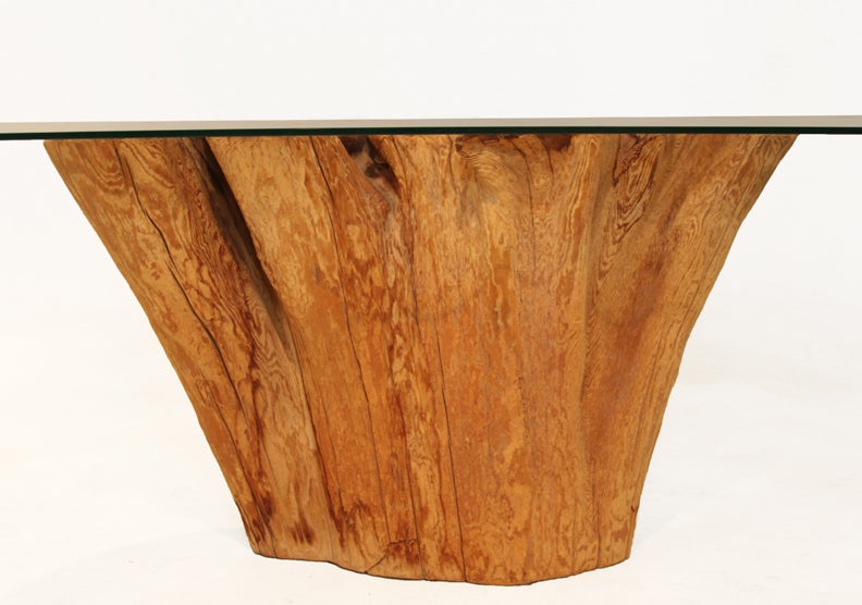 Mid-20th Century Solid tree trunk console by Michael Taylor