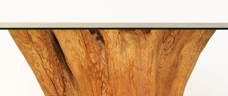 Glass Solid tree trunk console by Michael Taylor
