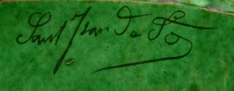 20th Century Green Glazed Terracotta Center Table Signed St. Jean De Fos