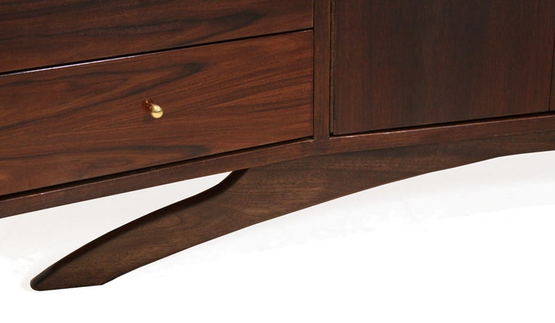 Angular Walnut and Rosewood Cabinet with Sculptural Base In Good Condition In Hollywood, CA