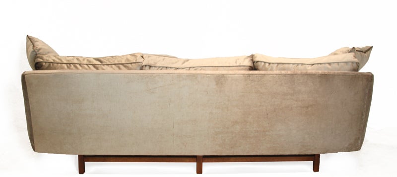 American Bronze silk velvet sofa in the style of Harvey Probber