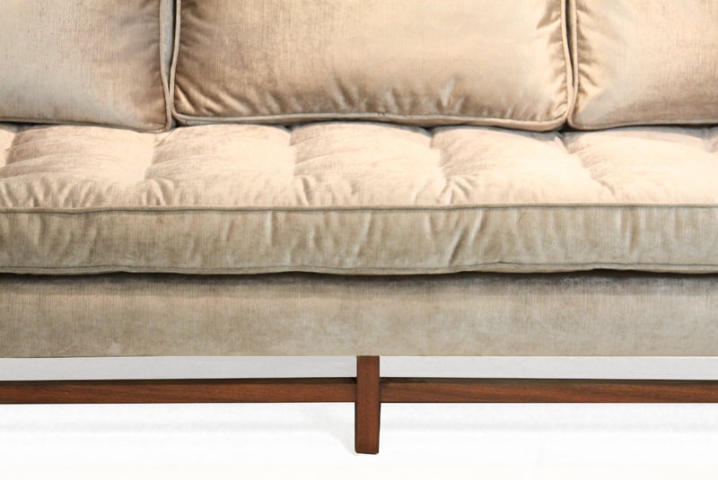 Bronze silk velvet sofa in the style of Harvey Probber 2