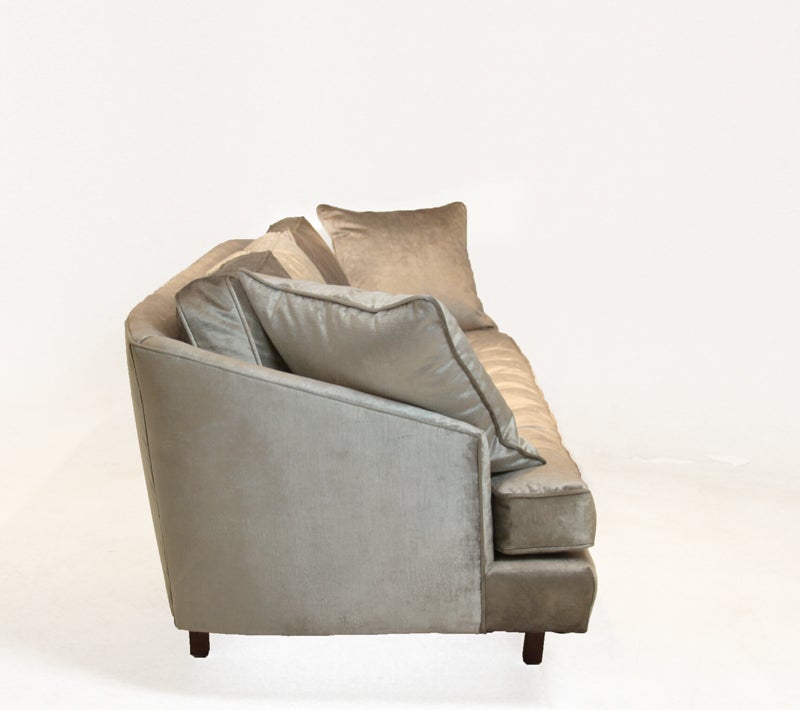 Mid-20th Century Bronze silk velvet sofa in the style of Harvey Probber