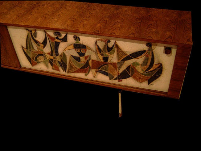 A Long Modernist Sideboard in Oak by Alfred Hendrickx For Sale 3