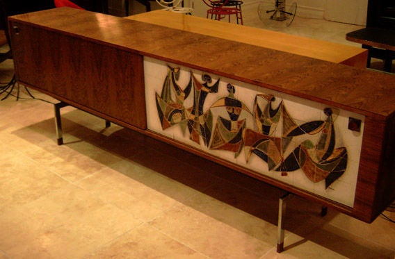 A Long Modernist Sideboard in Oak by Alfred Hendrickx For Sale 2