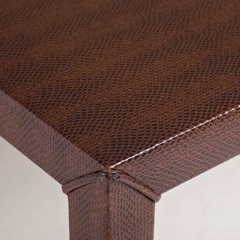 1970s Faux Snakeskin Wrapped Console Table For Sale 1